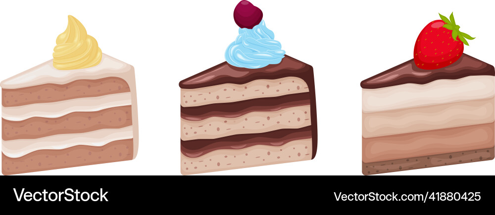 Cakes a set of different triangular Vector Image