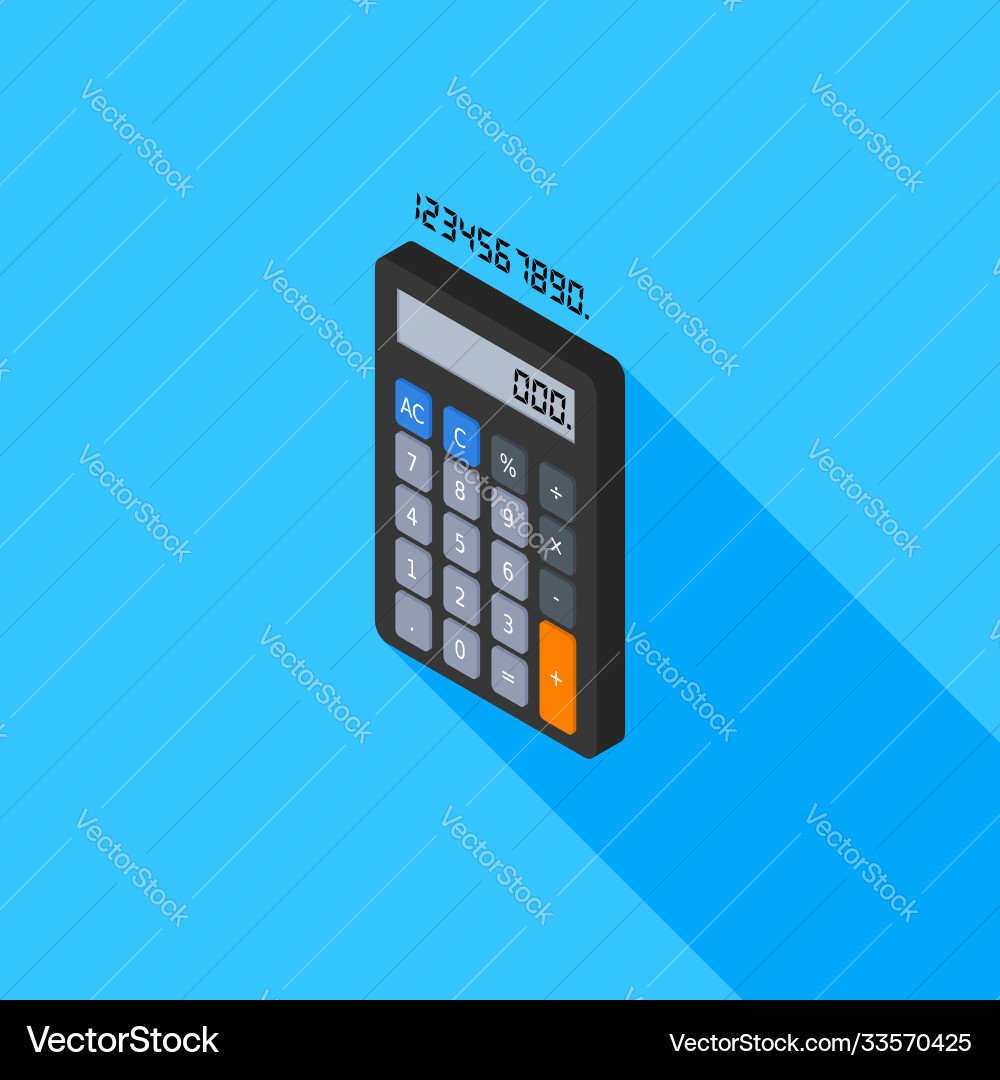 Calculator and digital number left view icon Calculator and digital number left view icon vector image