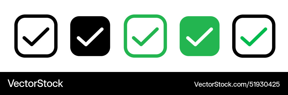 Checkbox button or right correct check mark Checkbox button or right correct check mark vector image