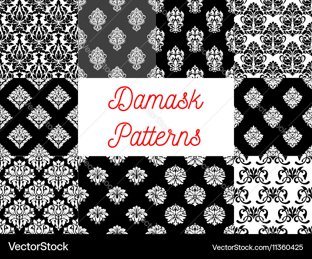 Damask Seamless Patterns vector image