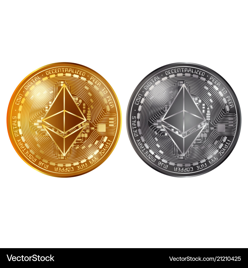 Ethereum gold and silver coins – Royalty-Free Vector | VectorStock