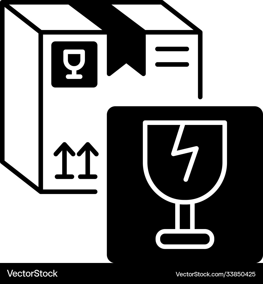 Fragile items black linear icon Fragile items black linear icon Vector Image