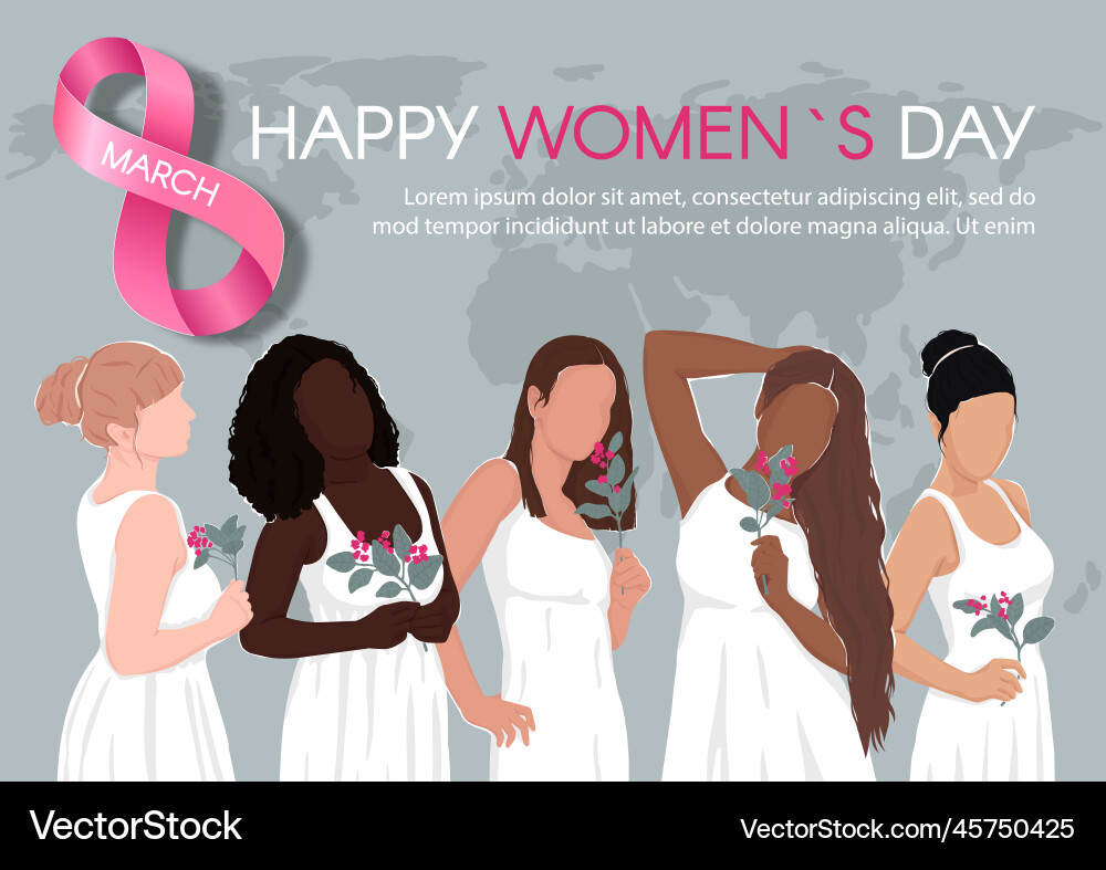 Happy womens day poster horizontal card Happy womens day poster horizontal card vector image