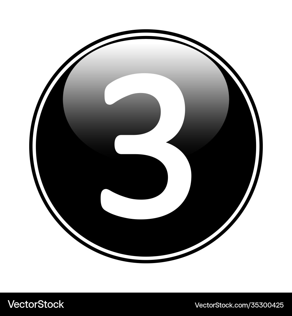 Number three button Vector Image