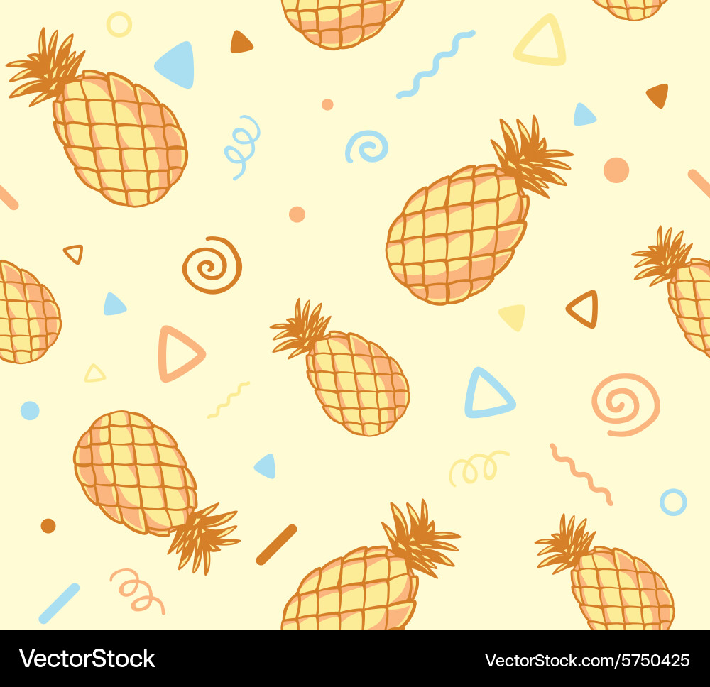 Pastel color pattern with pineapples on y vector image