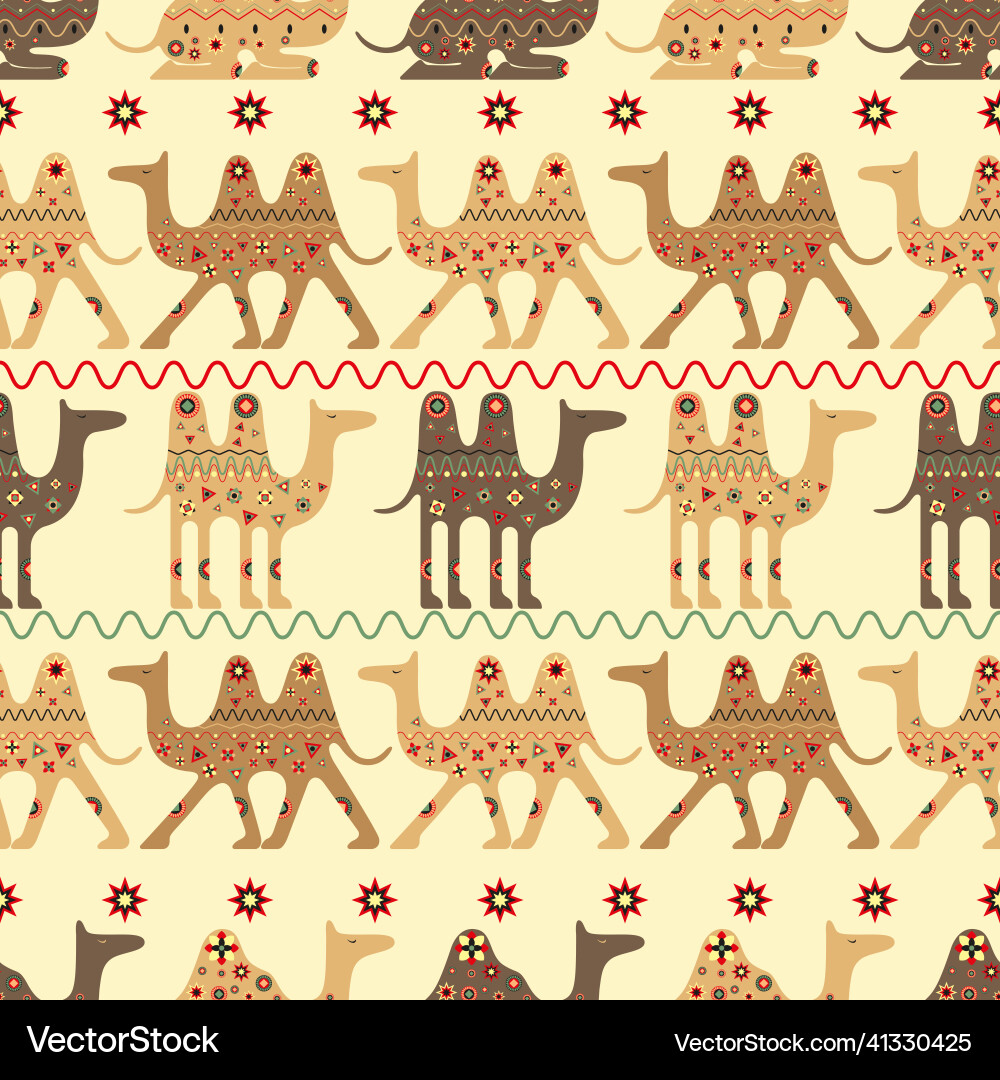Seamless pattern with camels in oriental style Vector Image