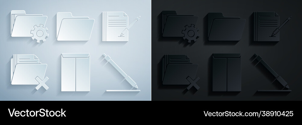 Set envelope blank notebook and pen delete Set envelope blank notebook and pen delete Vector Image
