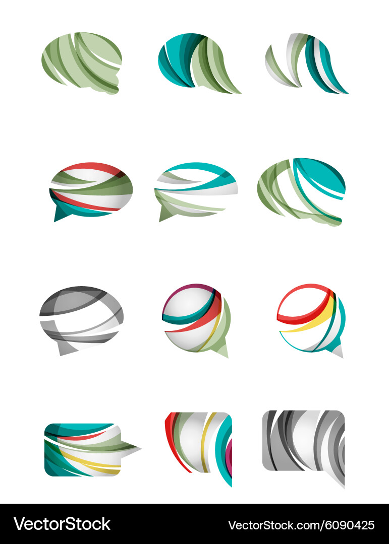 Set of abstract speech bubble and cloud icons Vector Image
