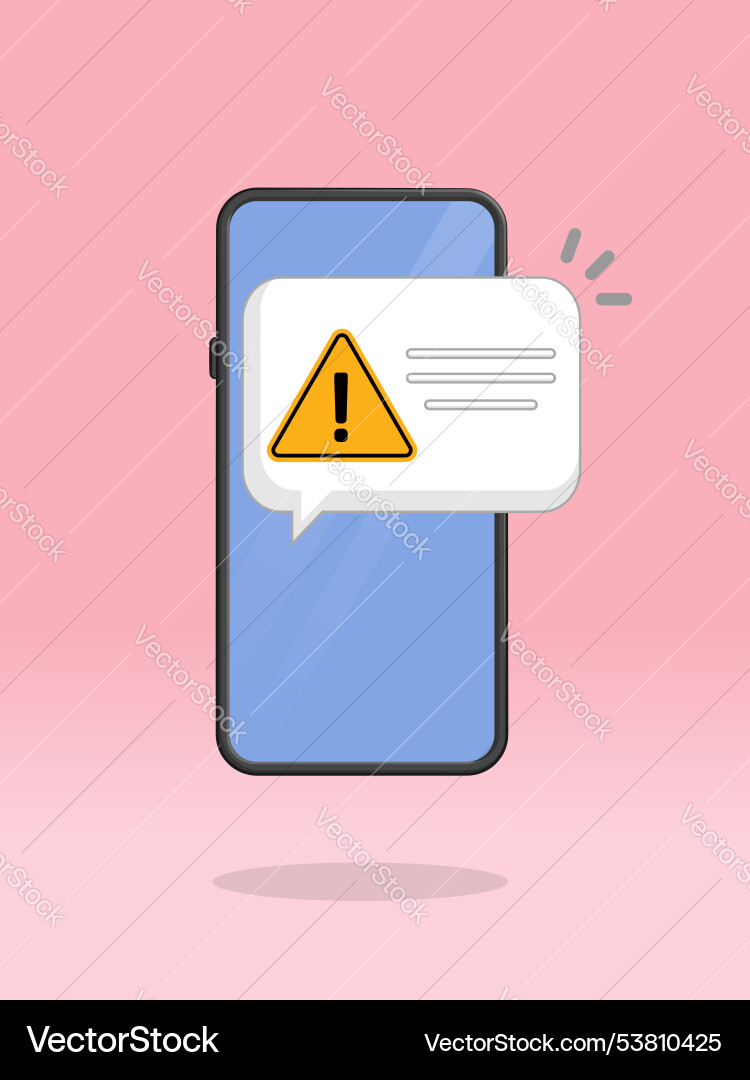 Smartphone triangle push notification popup screen Vector Image