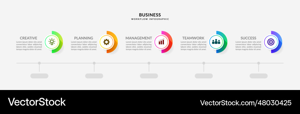 Step infographic with multiple options workflow Step infographic with multiple options workflow Vector Image