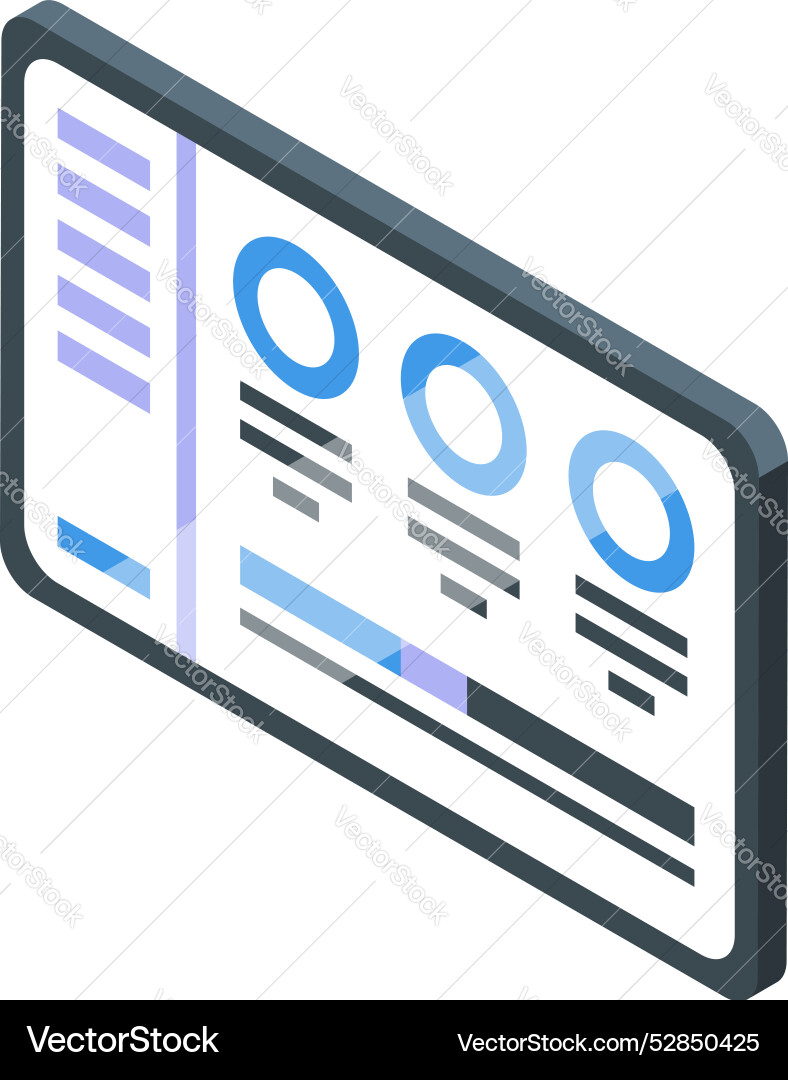 Tablet showing infographic data with charts Tablet showing infographic data with charts vector image