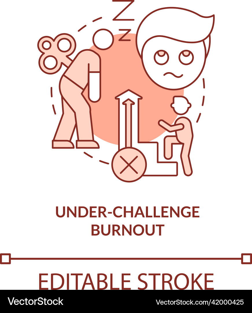 Unter Herausforderung Burnout rote Konzept-Symbol Unter Herausforderung Burnout rote Konzept-Symbol vektorbild