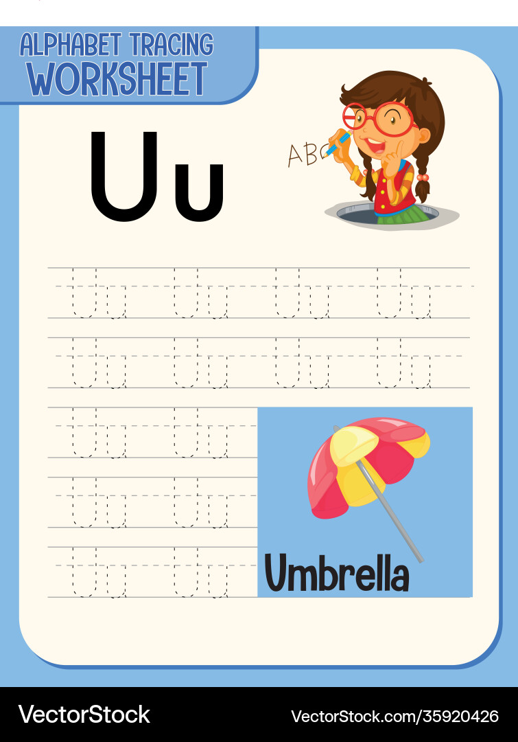 Alphabet tracing worksheet with letter Alphabet tracing worksheet with letter vector image