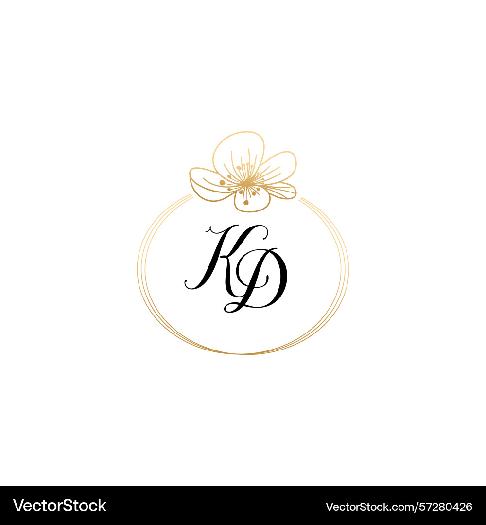 Botanical monogram logos with initial kd Vector Image