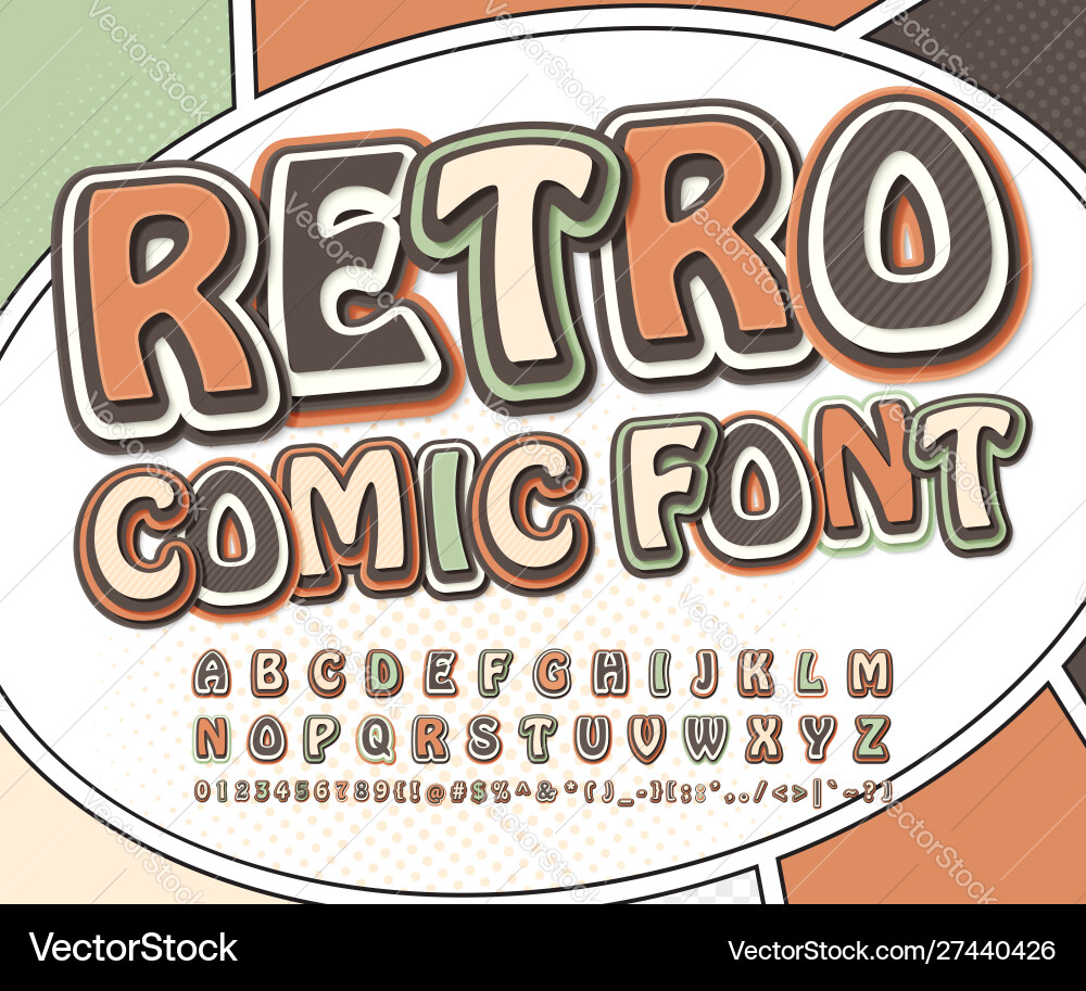 Cartoonish comics font funny colorful alphabet Vector Image