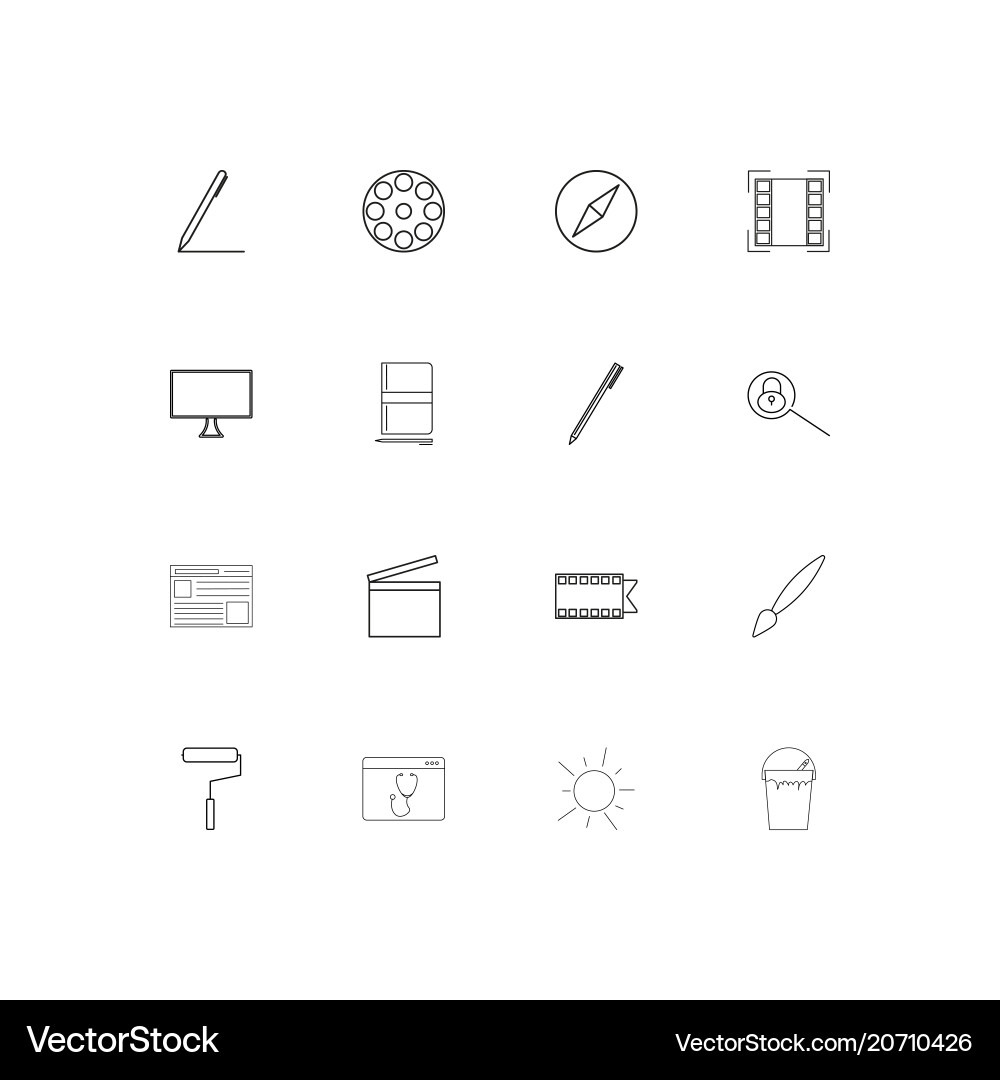 Creative process and design simple linear icons vector image