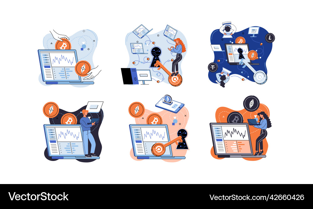 Cryptocurrency exchange platform and blockchain Cryptocurrency exchange platform and blockchain vector image