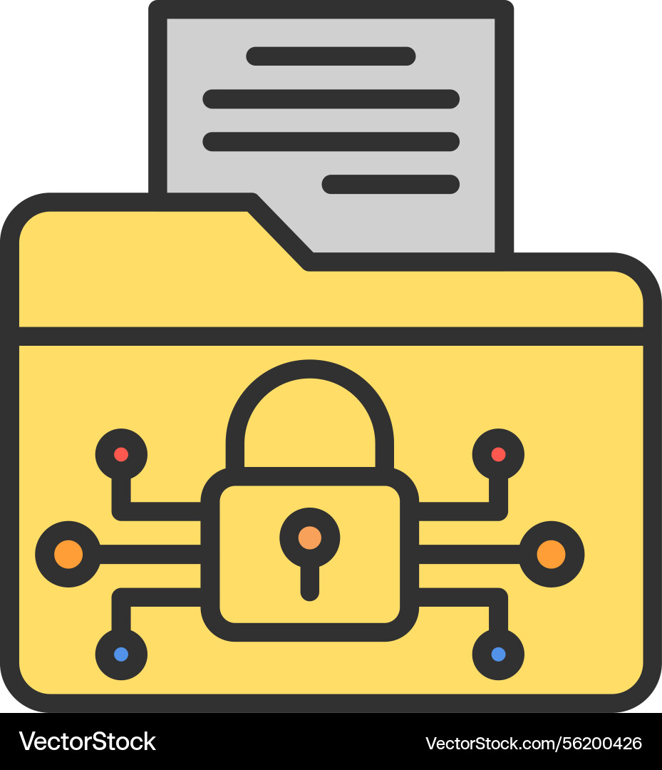 Data encryption outline filled icon vector image