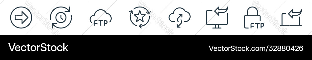 Data transfer line icons linear set quality Data transfer line icons linear set quality vector image