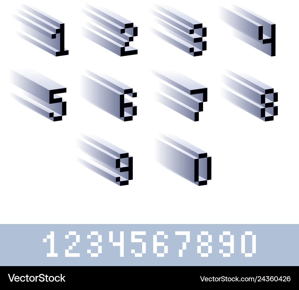 Digits numerals created in 8 bit style pixel art Digits numerals created in 8 bit style pixel art vector image