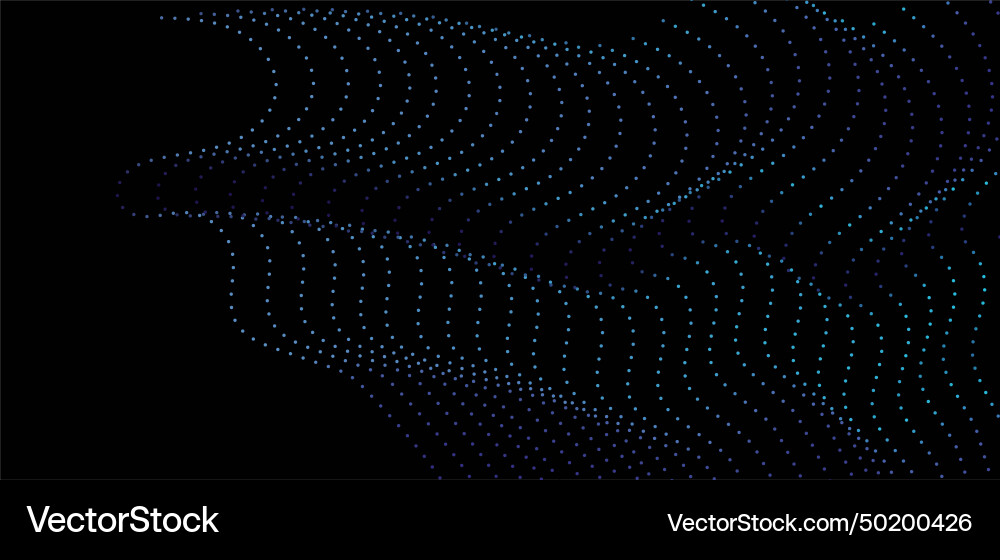 Flowing dot particles wave 3d curve pattern blue vector image