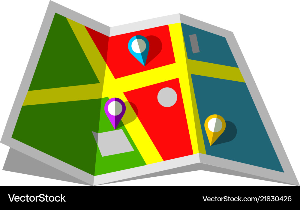 Gps pointer icon on paper map Gps pointer icon on paper map Vector Image