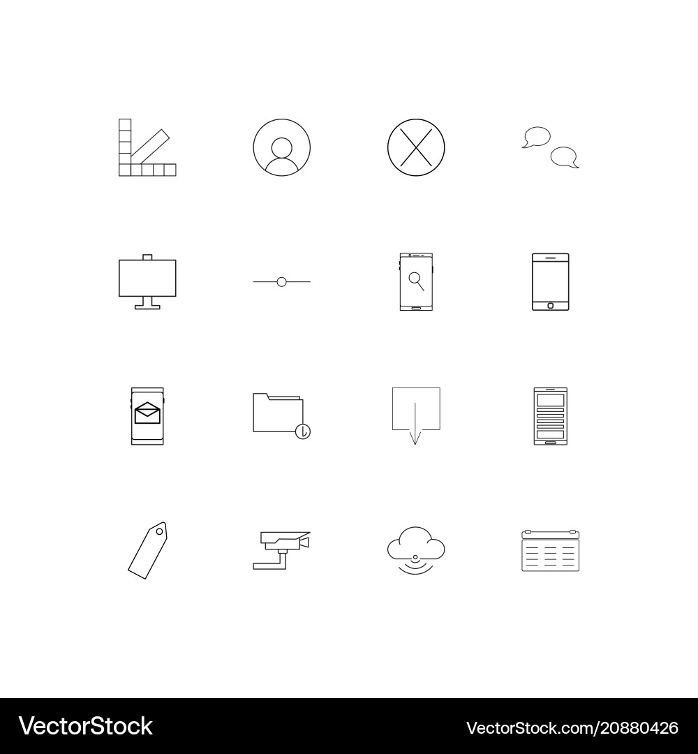 Internet technologies linear thin icons set vector image