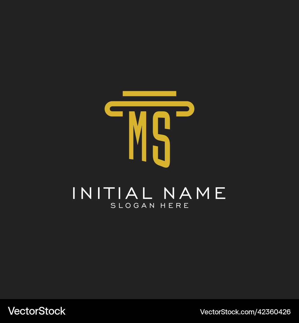 Ms initial logo with simple pillar style design Ms initial logo with simple pillar style design Vector Image