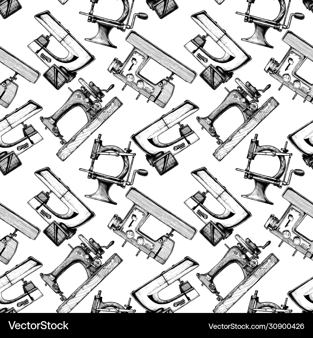 Pattern with different tailors objects Vector Image