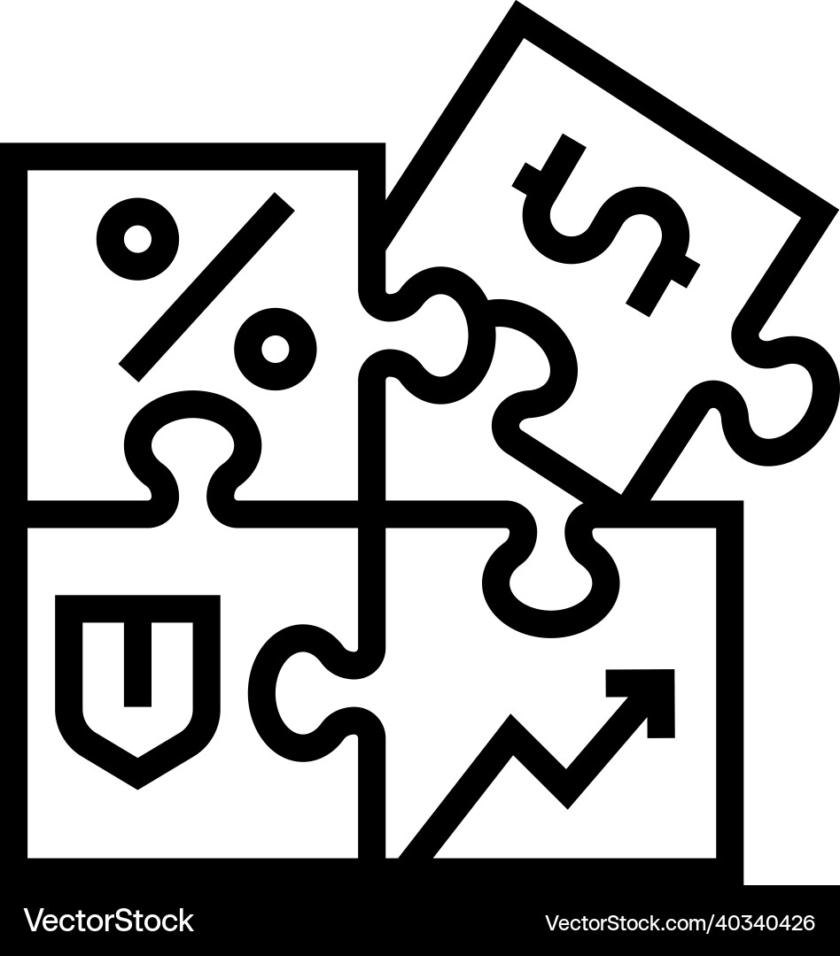 Puzzle for create business line icon Vector Image