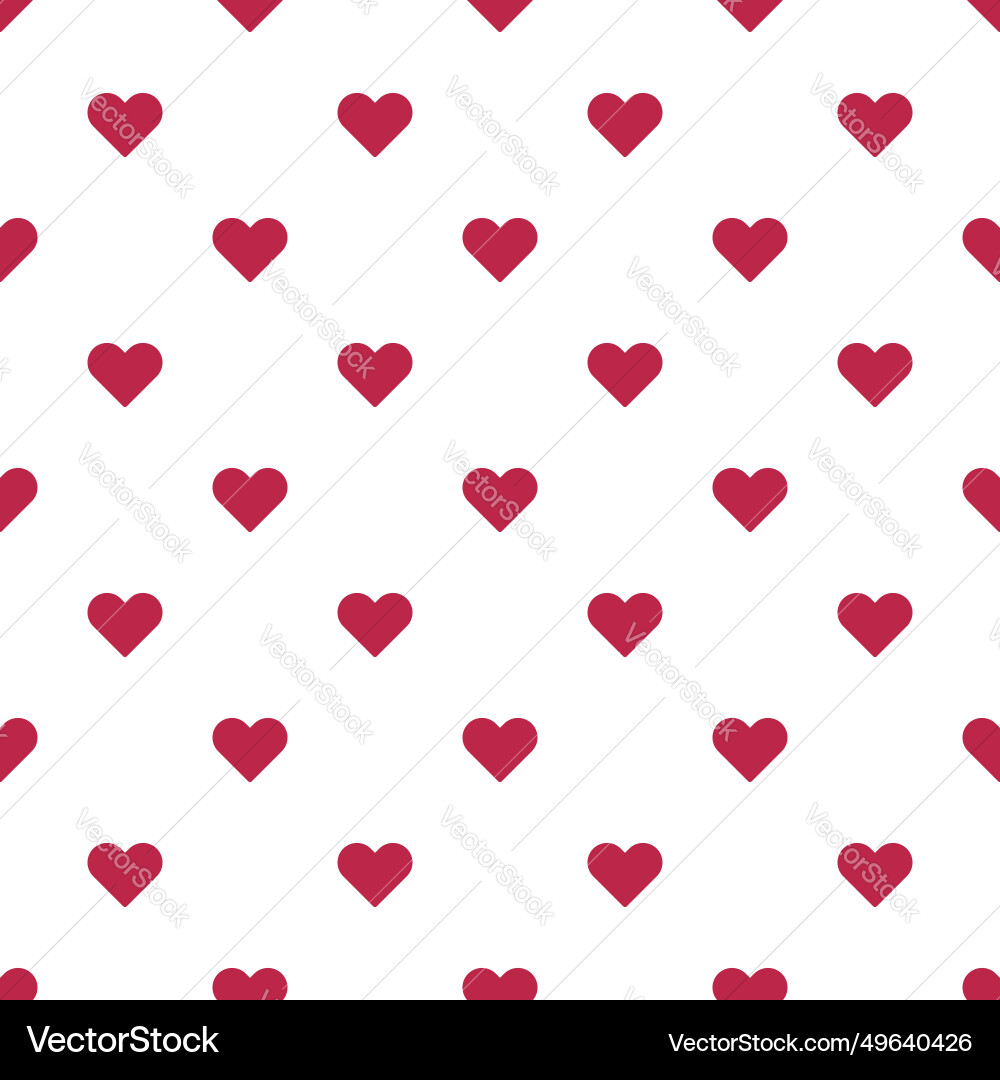Seamless pattern red heart shape white background Seamless pattern red heart shape white background vector image