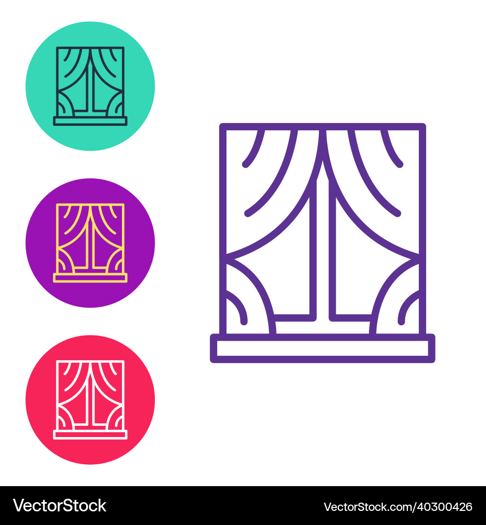 Set line window with curtains in the room icon Set line window with curtains in the room icon vector image