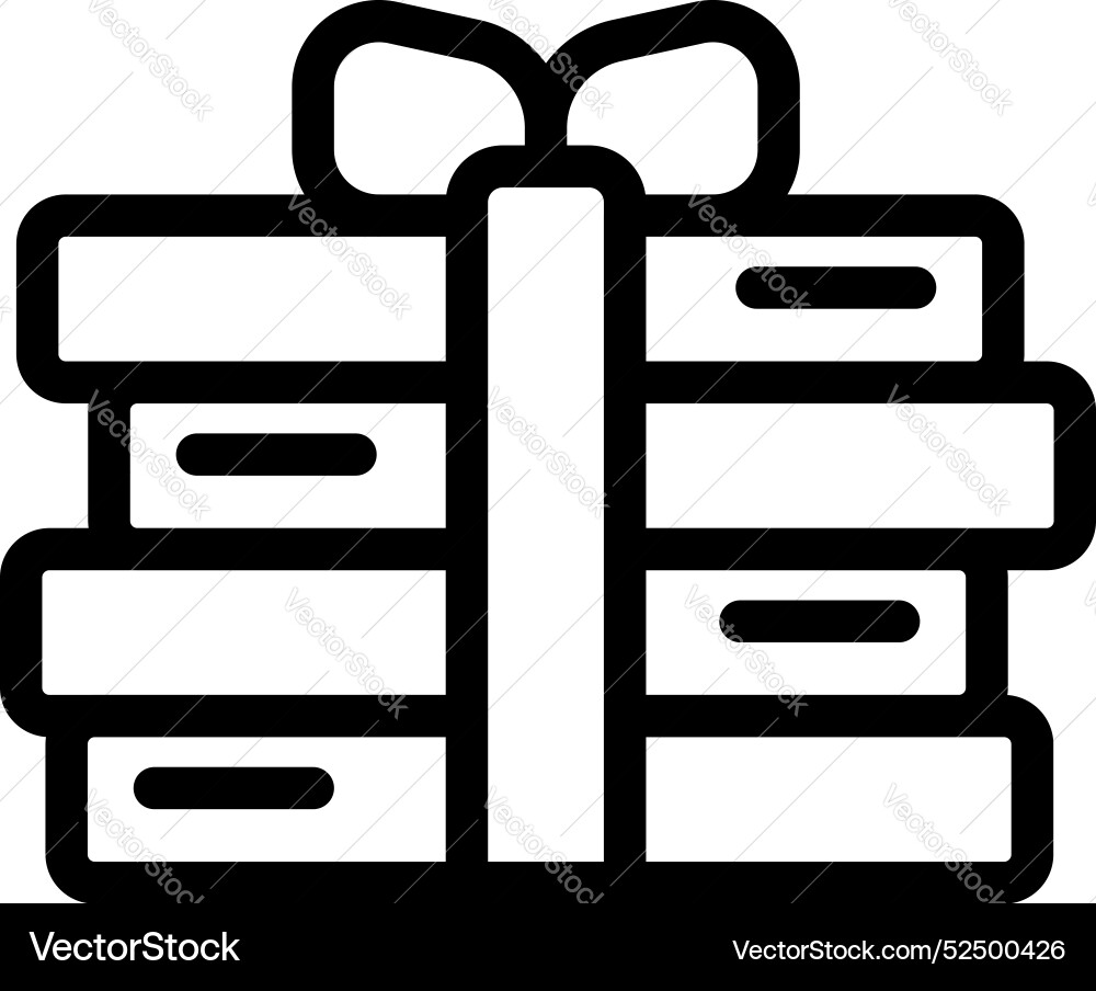 Stack of books is wrapped with a ribbon creating Vector Image