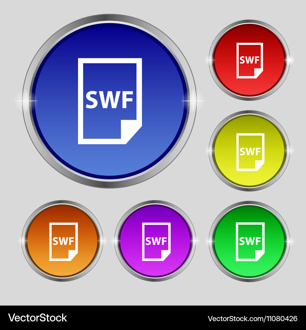 Swf file icon sign round symbol on bright Vector Image