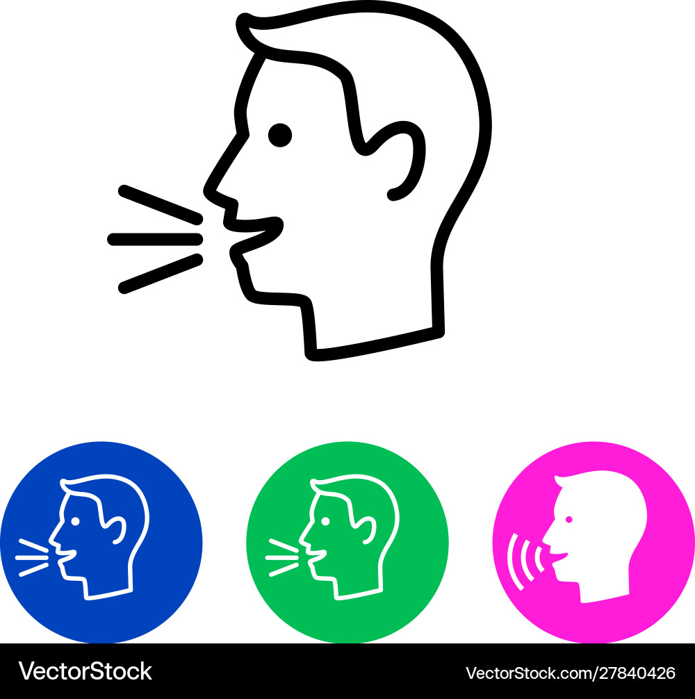 Talking Head Icon - Speech Communication Vector Image