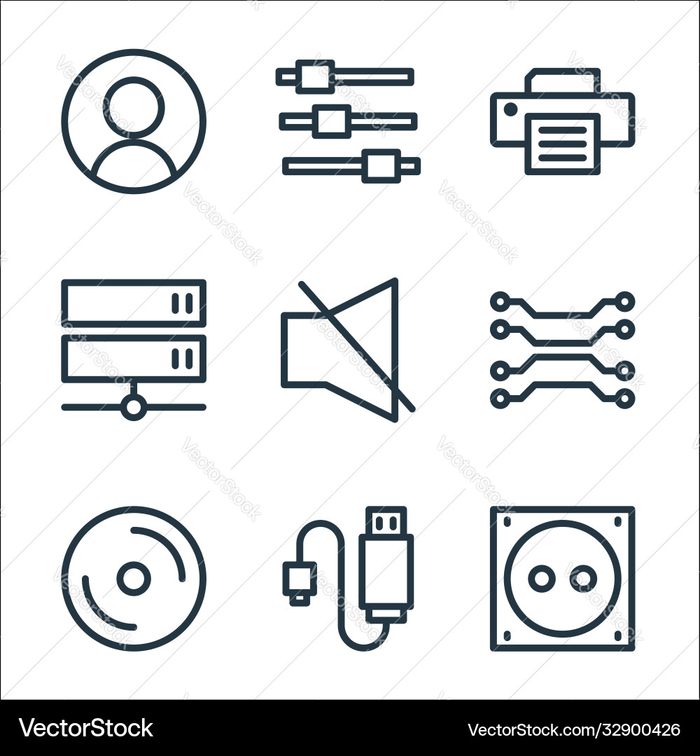 Technology line icons linear set quality Technology line icons linear set quality Vector Image