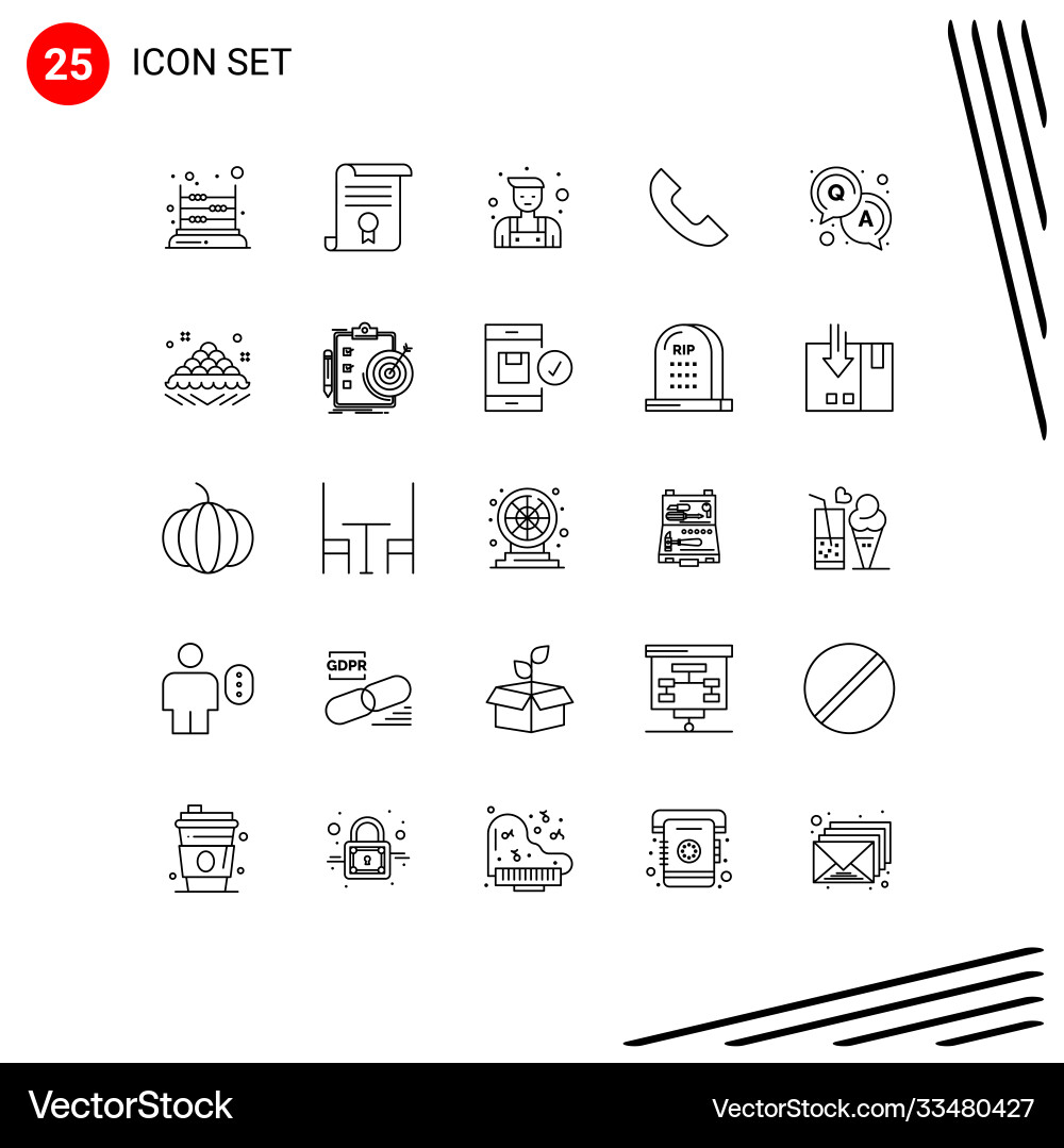 25 universal lines set for web and mobile vector image