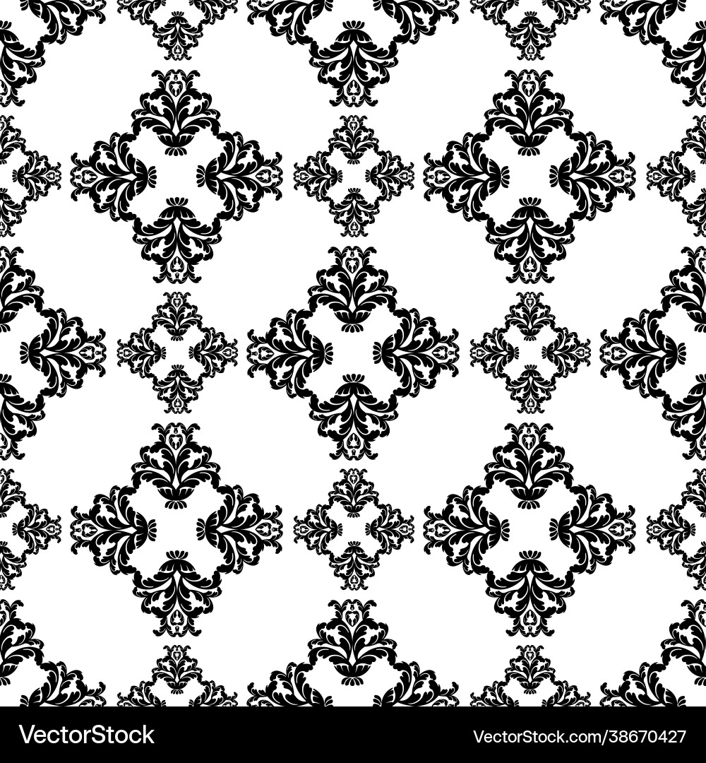 Baroque Damask Scroll Pattern vector image