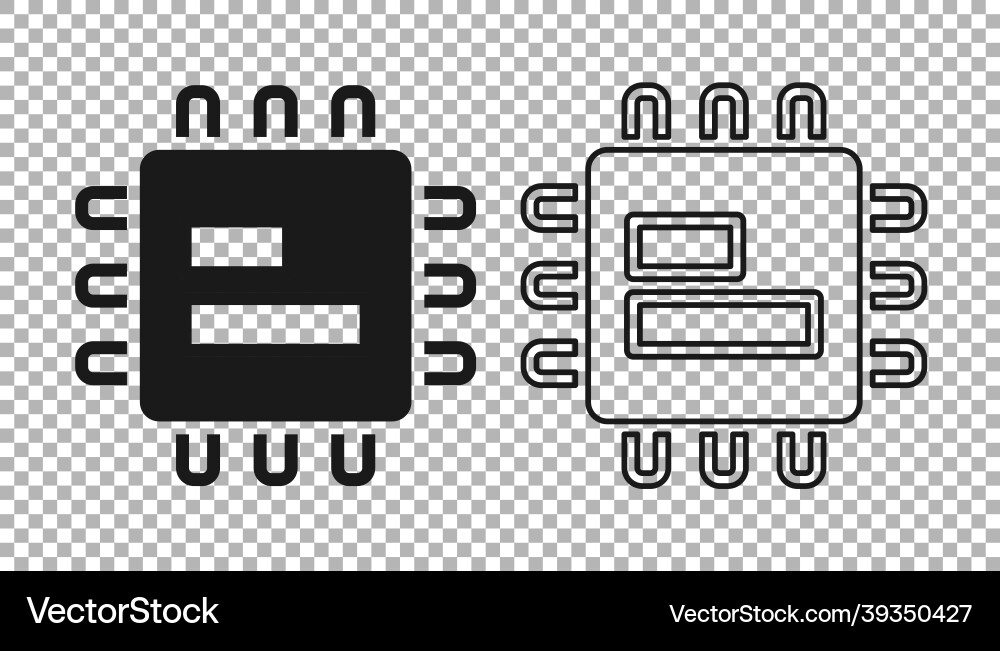 Black computer processor with microcircuits cpu Black computer processor with microcircuits cpu vector image
