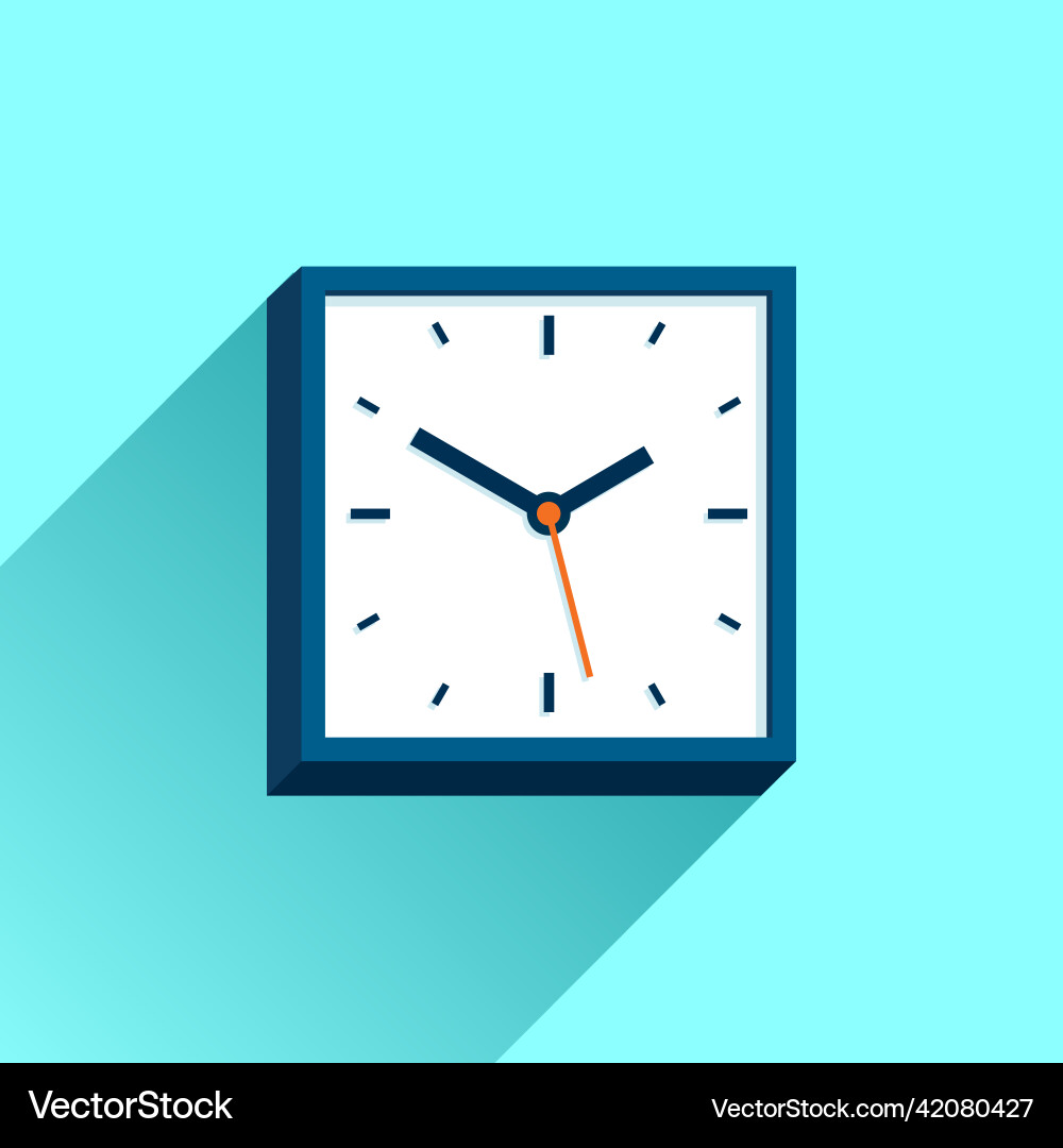 Clock icon in flat style square timer Clock icon in flat style square timer Vector Image