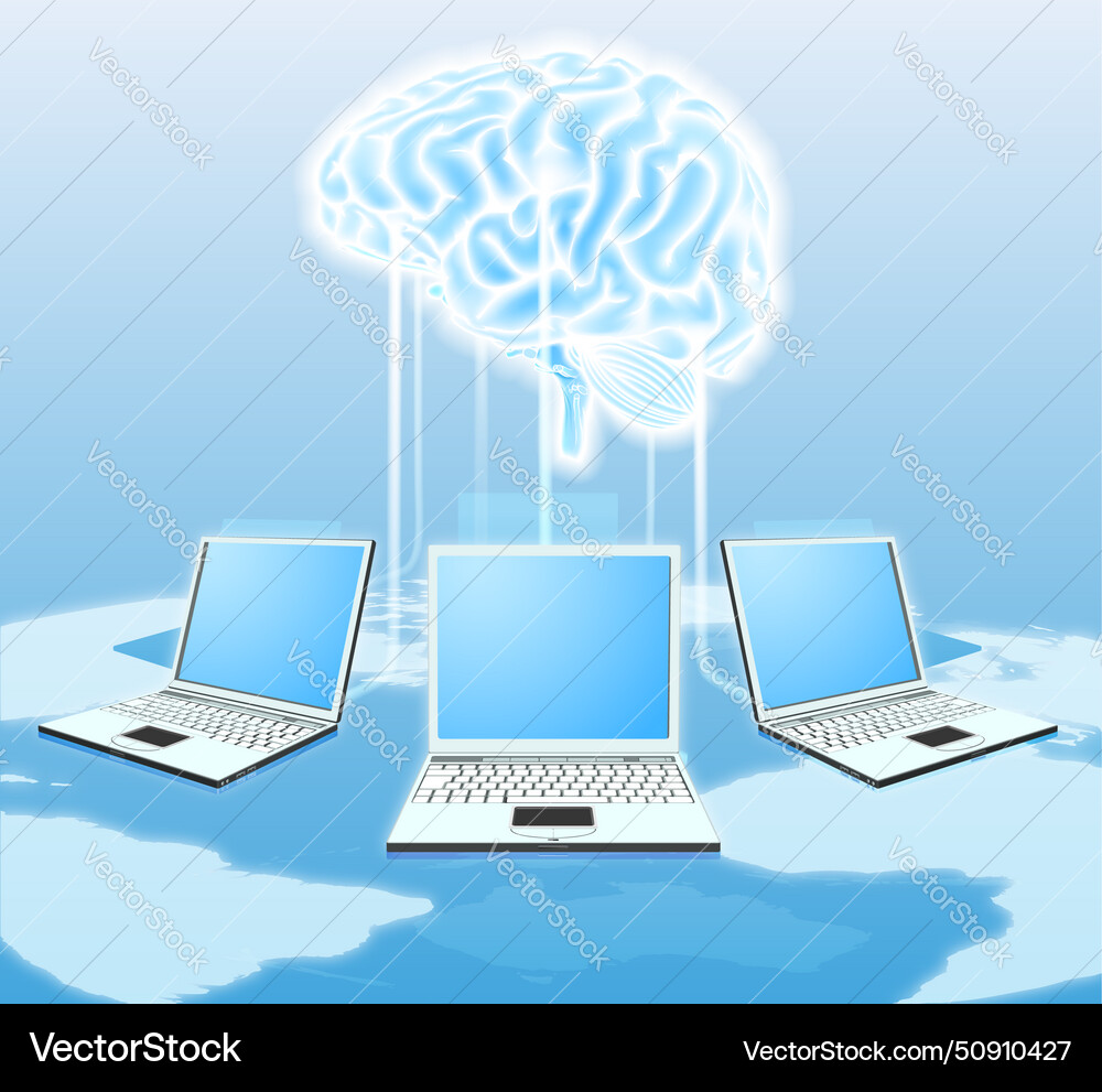 Cloud brain computer concept Cloud brain computer concept vector image
