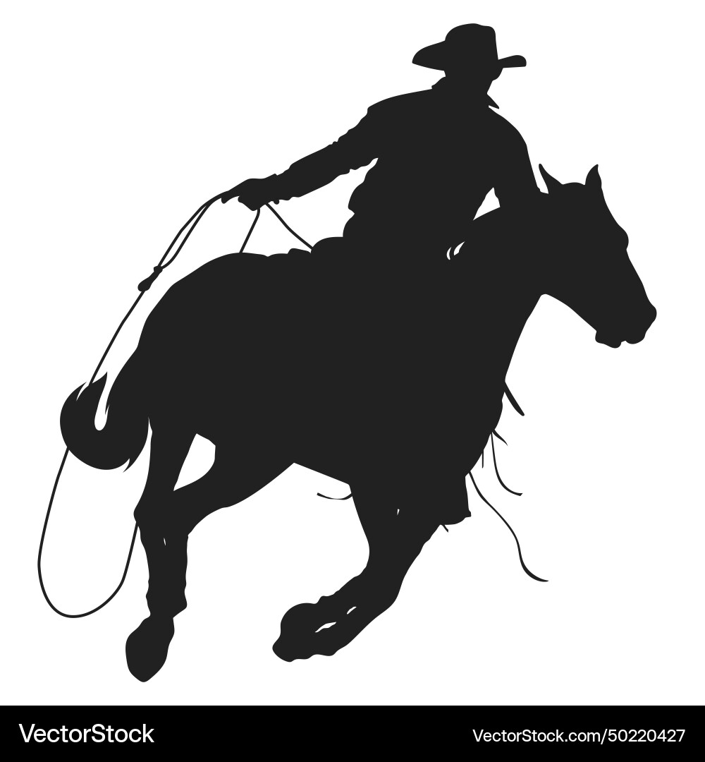 Cowboy Riding Horse with Lasso vector image