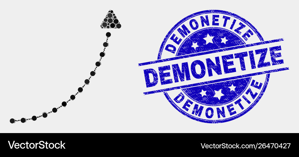 Dotted up trend arrow icon and scratched Dotted up trend arrow icon and scratched vector image