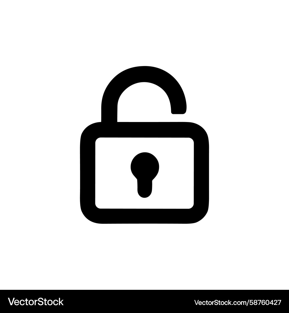 Einfacher offener Padlock Form Sicherheitszugriff Vektorbild