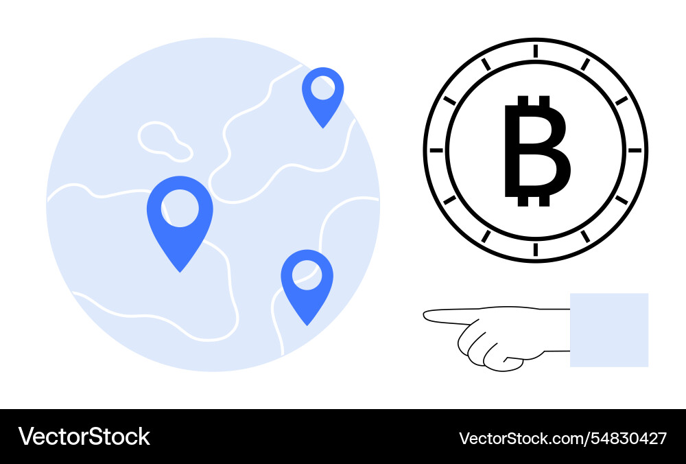 Global bitcoin transactions indicated by map Global bitcoin transactions indicated by map vector image