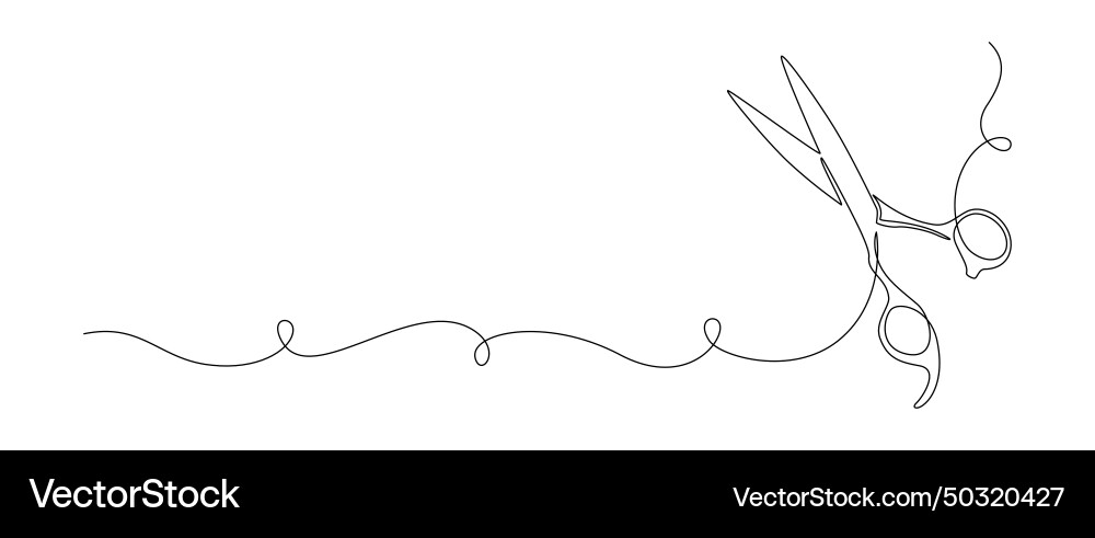 Hair scissors of one continuous line drawing Vector Image