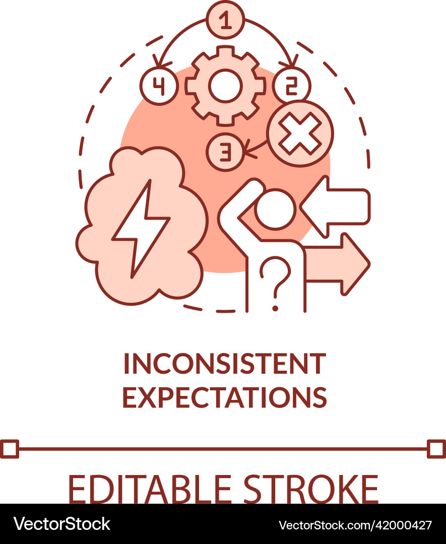 Inconsistent expectations red concept icon Inconsistent expectations red concept icon Vector Image