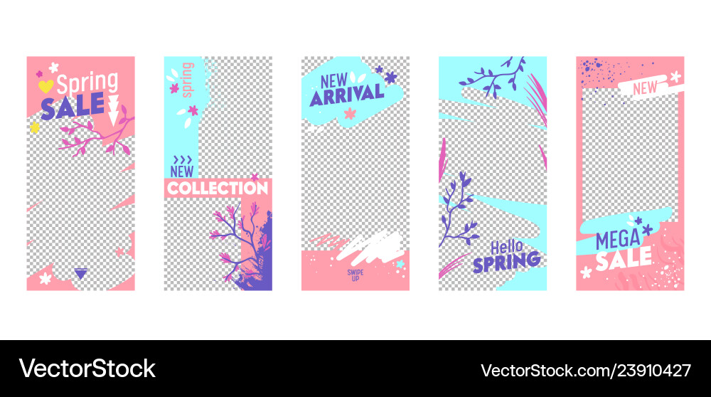 Instagram story template mega spring sale mobile Vector Image