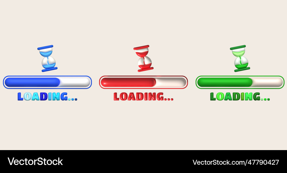 Loading bar and hourglass progress visualization vector image