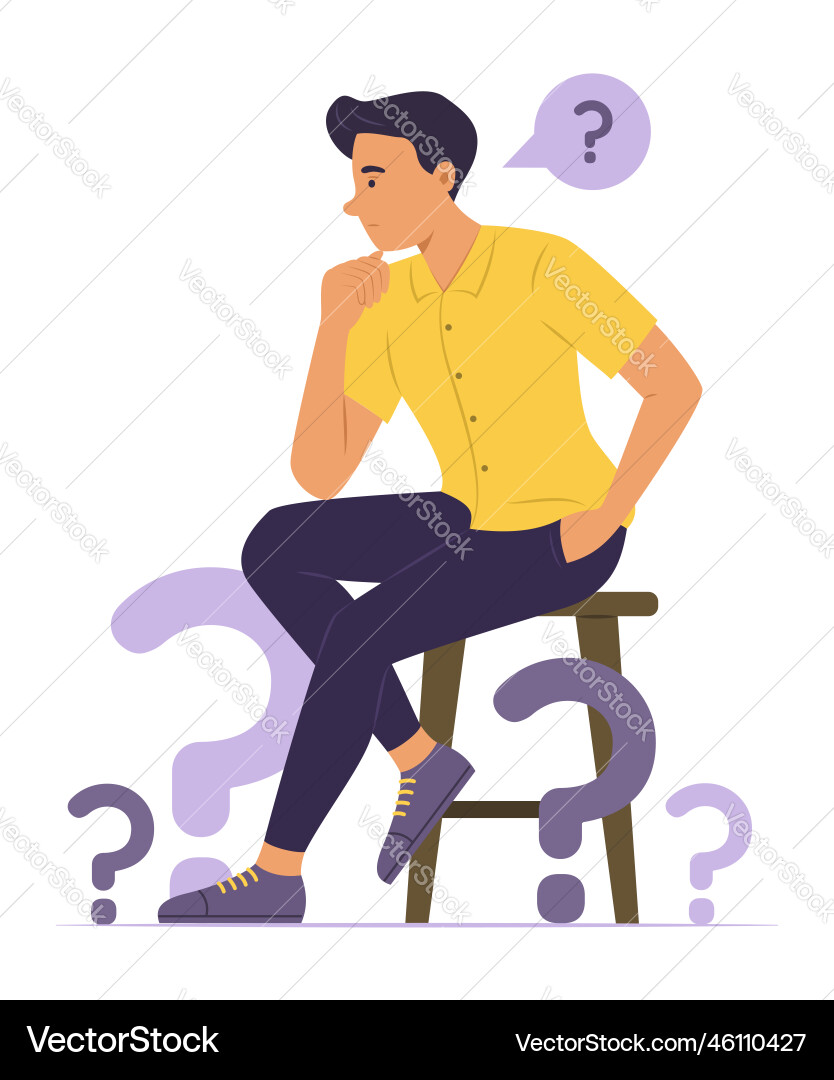 Man Contemplating a Question vector image